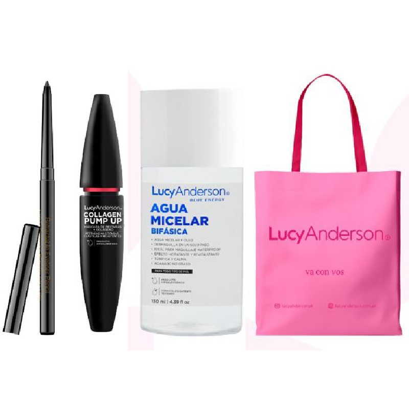 LUCY ANDERSON SET MAKE UP - DELINEADOR, MASCARA DE PESTAÑAS Y AGUA MICELAR